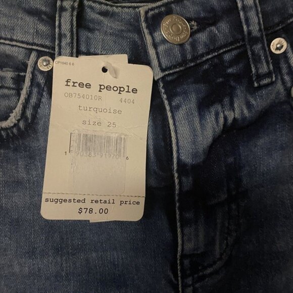 Free People Jeans Light Wash OB754010R Womens Sz 25R Destroyed Skinny Pant NWT - Picture 4 of 9